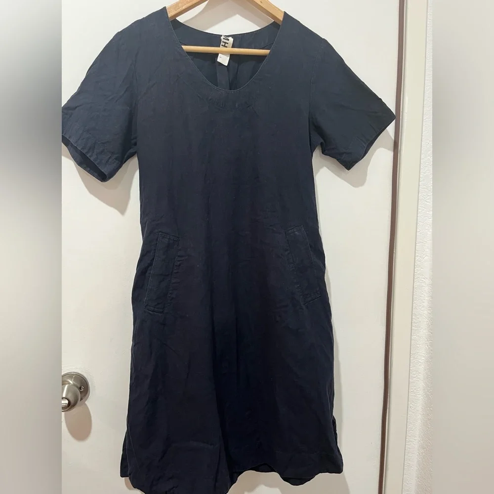 MHL by Margaret Howell Navy Linen Dress Size I - Picture 6 of 8